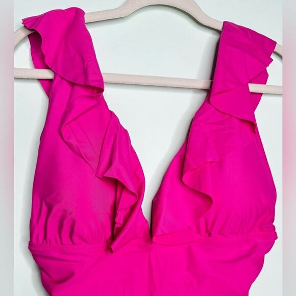🆕 J Crew Ruffled Pink One-Piece Swimsuit. 14 NWT💥 - Picture 6 of 11